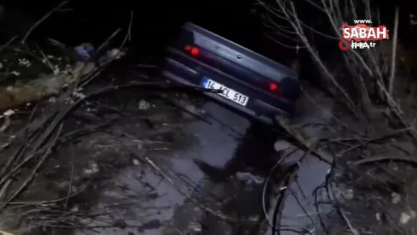Kontrolden çıkan otomobil su kanalına uçtu: 1 yaralı | Video