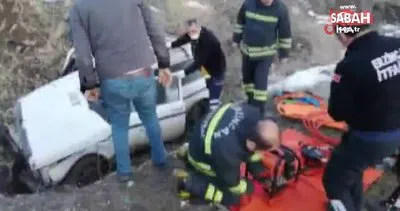 Araçta sıkışan sürücü itfaiye ekiplerince kurtarıldı | Video