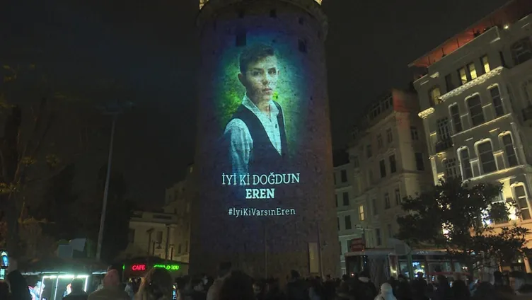 Eren Bülbül’ün doğum gününe özel görseller Galata Kulesi’ne yansıtıldı!