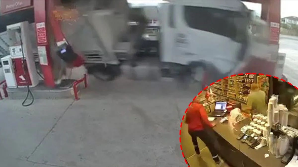 Bursa'nın İznik ilçesinde kömür yüklü bir tırın benzin istasyonuna girmesi sonucu meydana gelen kazada hayatını kaybeden Erdinç Cirit'in cansız bedeni.