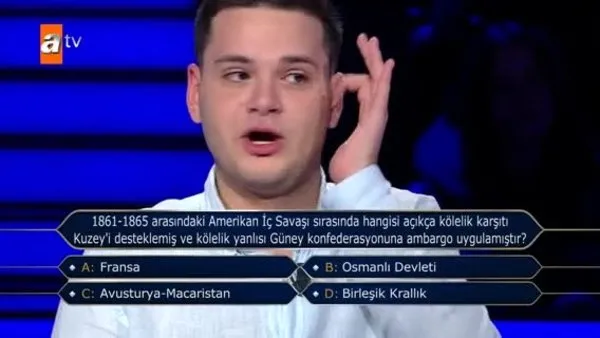 Kim Milyoner Olmak İster'de 1 milyonluk soru! Ahmet Talha Dağlı, milyonluk soruda hangi kararı verdi?