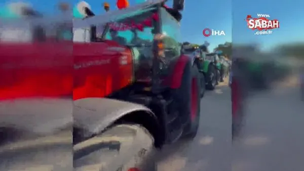 Sünnet düğününde 15 traktörlü konvoy renkli görüntülere sahne oldu | Video
