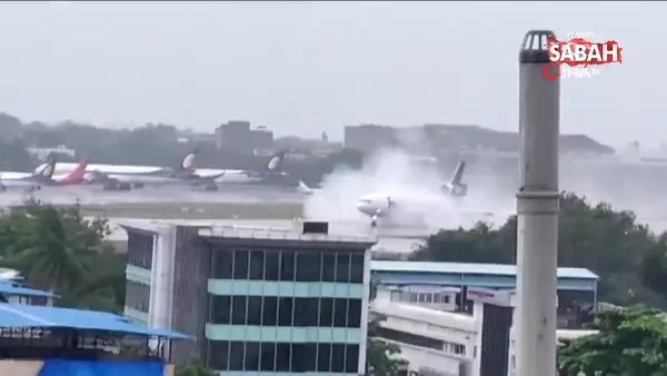 Hindistan'da havalimanına iniş yapan uçak, kasırga yüzünden pistten çıktı | Video