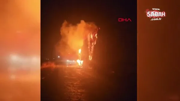 Saman yüklü kamyon kara yolunda alev alev yandı | Video