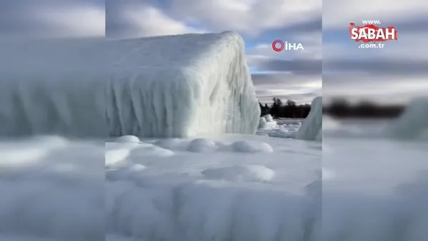 ABD’de göl kenarındaki kasaba tamamen buz tuttu | Video