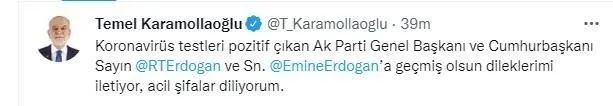 Son dakika haberi: Başkan Erdoğan koronavirüs testinin pozitif çıktığını açıkladı