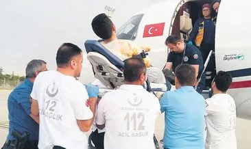 Ambulans uçakla İzmir’e nakledildi