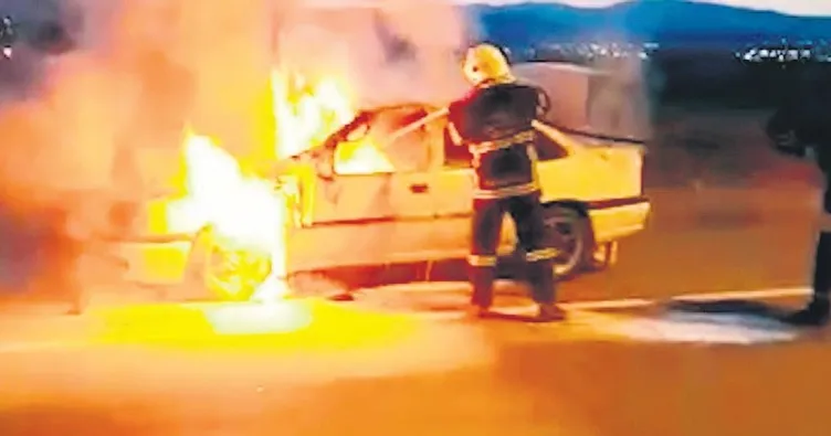 Kırıkkale’de otomobil alev alev yandı