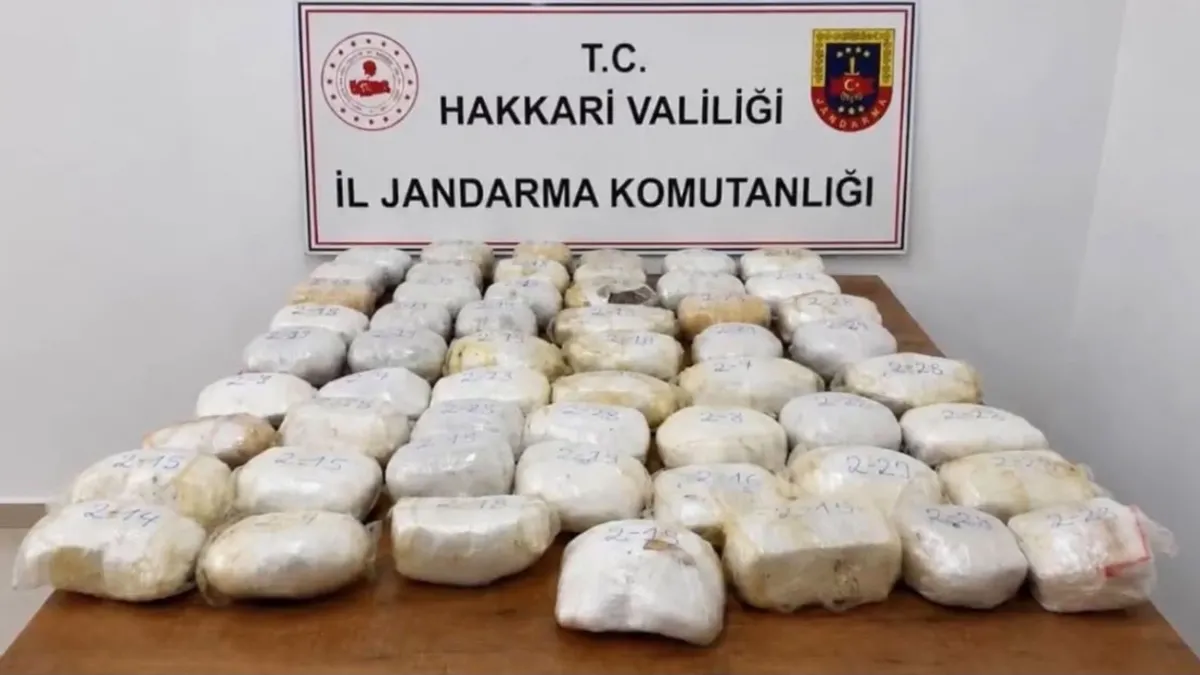 Jandarma ekipleri tarafından gerçekleştirilen operasyondan bir kare