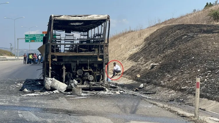 Bursa’da faciadan dönüldü: Yolcu otobüsünün yandığı anlar kamerada!