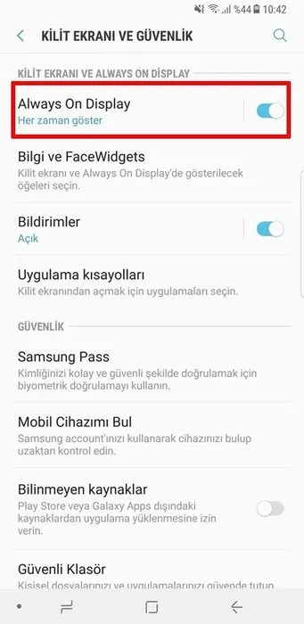Samsung telefonlarda Always On Display nasıl kapatılır?