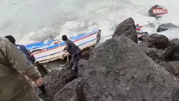 Teknesi alabora olan balıkçı defalarca ölümden döndü | Video