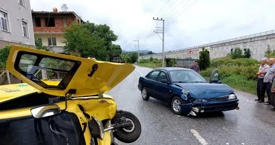 Otomobil motosikletle kafa kafaya çarpıştı!