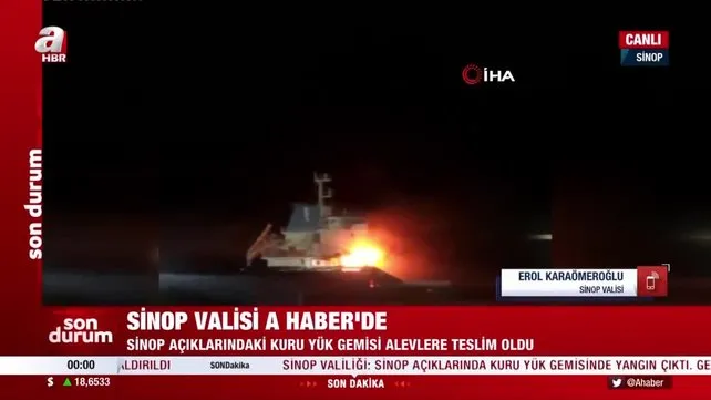 Son dakika: Sinop açıklarında kuru yük gemisinde yangın: Yaralılar var | Video