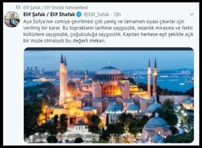 elif safak tan skandal ayasofya yorumu
