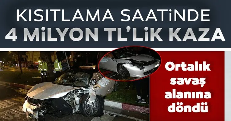 Antalya’da feci kaza! 4 milyonluk TL’lik lüks otomobil kısıtlama saatinde ortalığı savaş alanına çevirdi