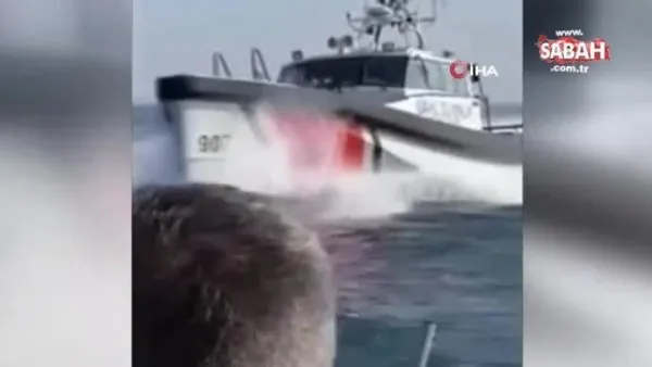 Türk Sahil Güvenlik botundan Yunan sahil güvenliğine muhteşem müdahale kamerada!