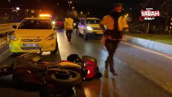 Şişli’de virajı alamayıp devrilen motosiklet metrelerce sürüklendi: 2 yaralı | Video