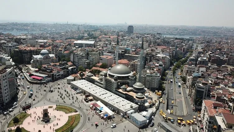 Taksim Camii ve AKM inşaatındaki son durum havadan fotoğraflandı