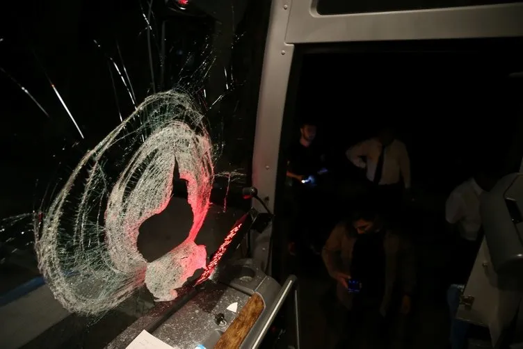 Yolcu otobüsüne taşlı saldırı