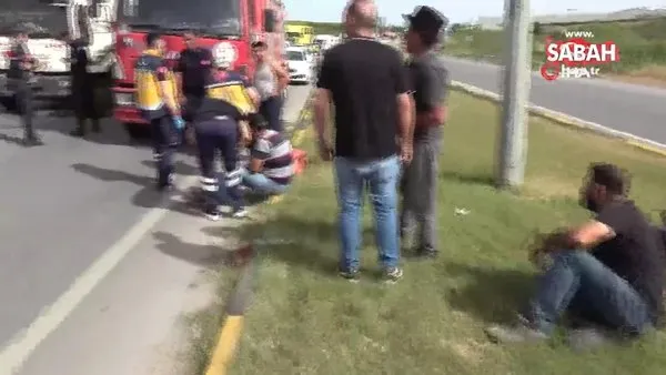 Lastiği patlayan kamyon faciaya neden oluyordu | Video