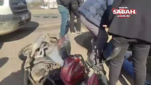 Diyarbakır'da kamyonetin çarptığı motosiklet sürücüsü yaralandı | Video