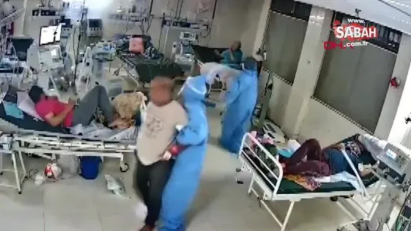 Hindistan'daki pandemi hastanesinde tıbbi cihazın bomba gibi patlama anı kamerada | Video