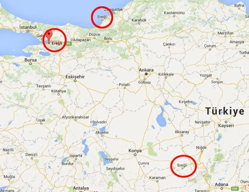 turkiye nin eregli isimli ilceleri