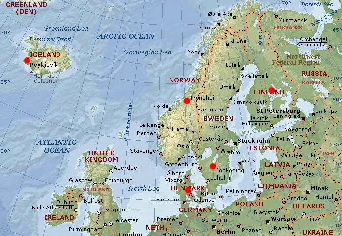 Какие страны находятся на скандинавском полуострове. Карта скандинавских стран.