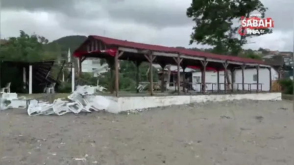 Zonguldak'ta şiddetli fırtına: Bir işletme zarar gördü | Video