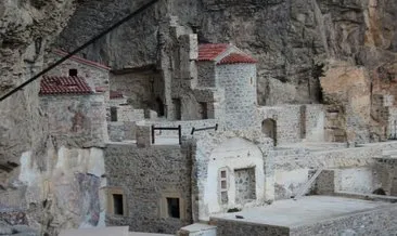 Restorasyondaki Sümela Manastırı görüntülendi