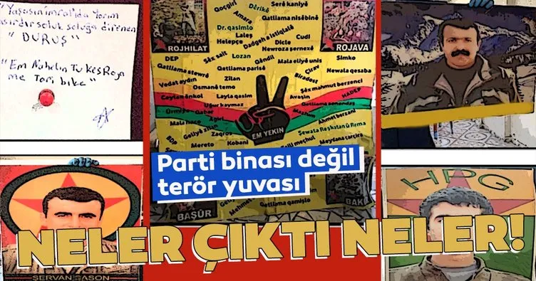 Son dakika: HDP’ye terör operasyonu! Parti binasından teröristbaşının posterleri çıktı