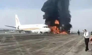 Yolcu uçağında dehşet: Alev alev yandı