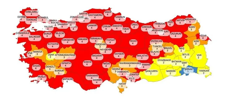 Koronavirüs risk haritası değişti! Güncellenen risk haritasının ardından Türkiye neredeyse kıpkırmızı oldu