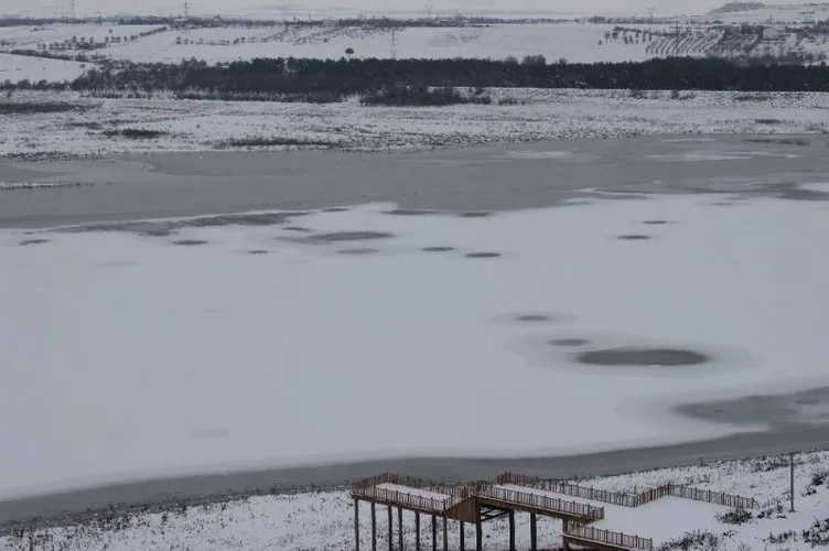 Elazığ’da Cip Barajı soğuk hava yüzünden buz tuttu