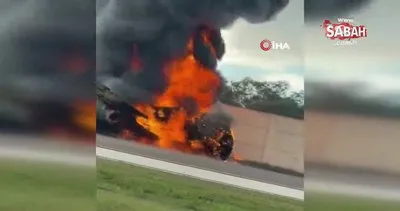 Florida’da otoyola inen küçük uçak araca çarpıp alev aldı: 2 ölü | Video