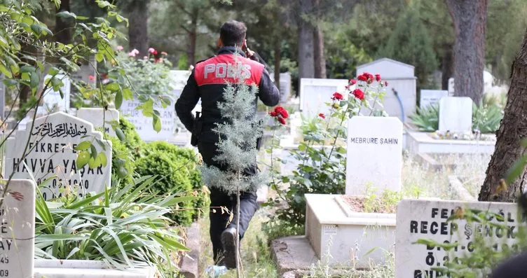 Mezarlıkta panik anları: İhbar sonrası polis...