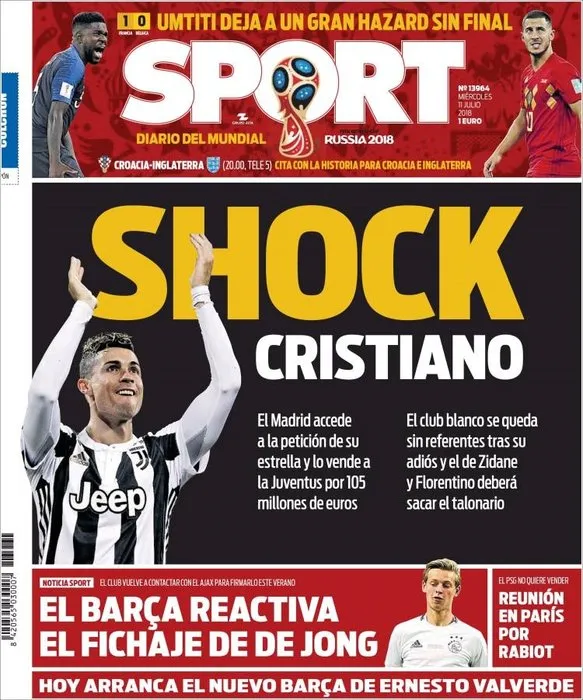 Ronaldo transferi manşetlerde!