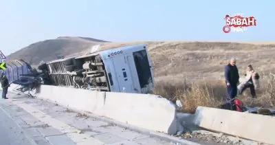 Ankara’da servis otobüsü yan yattı: 2 yaralı | Video
