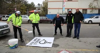 Polis ve engelliler birlikte engelli park yerlerini çizdi #tunceli