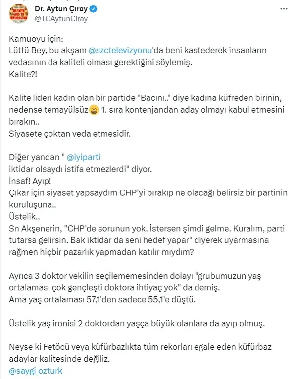 lutfu-turkkana-aytun-ciraydan-sert-tepki-bacini-diye-kadina-kufreden-birinin-1686742566025.jpg Lütfü Türkkan’a Aytun Çıray’dan sert tepki: “‘Bacını..’ diye kadına küfreden birinin…”