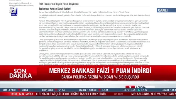 SON DAKİKA! Merkez Bankası Kasım ayı faiz kararını açıkladı | Video