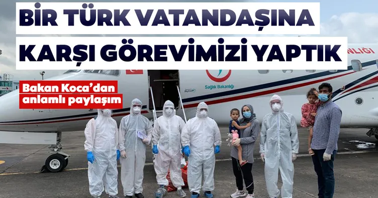 Bangladeş’teki Covid-19’lu Türk vatandaşları Türkiye’ye getirilmişti! Bakan Koca’dan anlamlı paylaşım