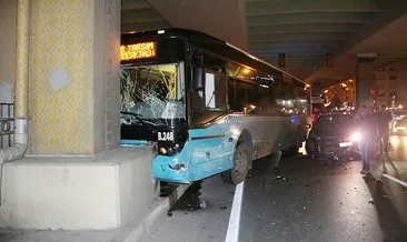 Mecidiyeköy’de otobüs köprünün ayağına çarptı