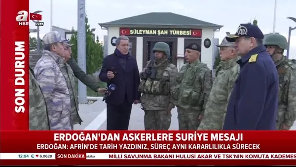 Cumhurbaşkanı Erdoğan, Süleyman Şah Türbesi'ndeki Mehmetçiklere seslendi