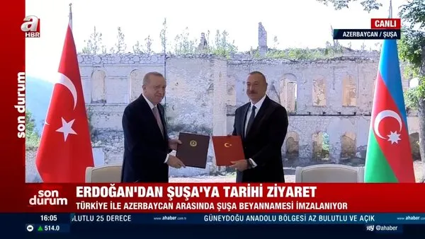 Cumhurbaşkanı Erdoğan'dan Azerbaycan Şuşa'ya tarihi ziyaret! Suşa Beyannamesi imzalandı
