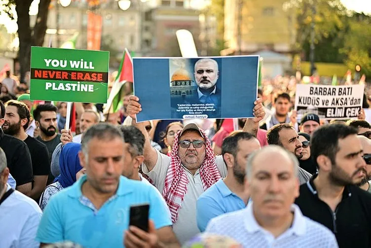 Gazze yalnız değil! Vicdanlı yürekler İsmail Haniye için özgür Filistin sözünü tuttu