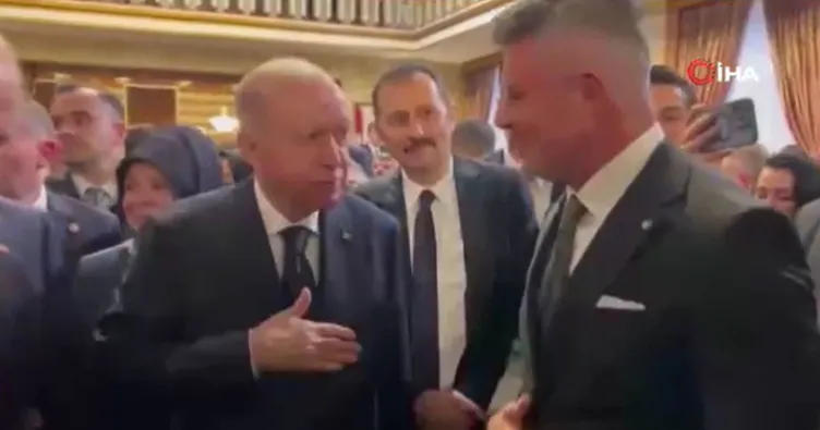 Başkan Erdoğan, 23 Nisan Resepsiyonu’nda Fenerbahçe Başkanı Saran’la bir araya geldi