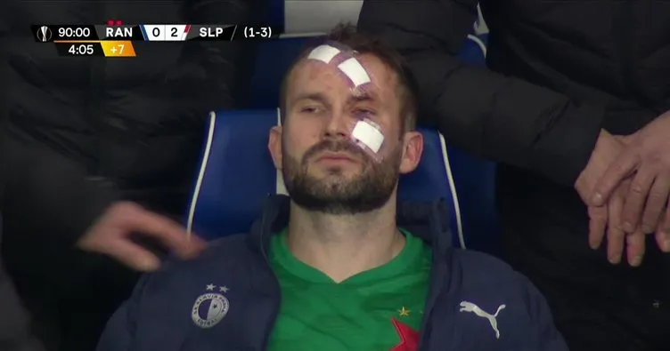 Rangers-Slavia Prag maçında korkutan anlar!