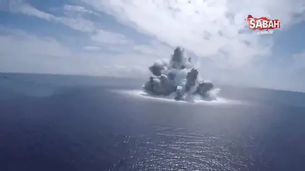 ABD Donanması'ndan 18 tonluk bomba ile test! Patlama ve deprem anı kamerada | Video